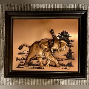 Vintage John Louw 3D Copper Elephant Picture- 16x13